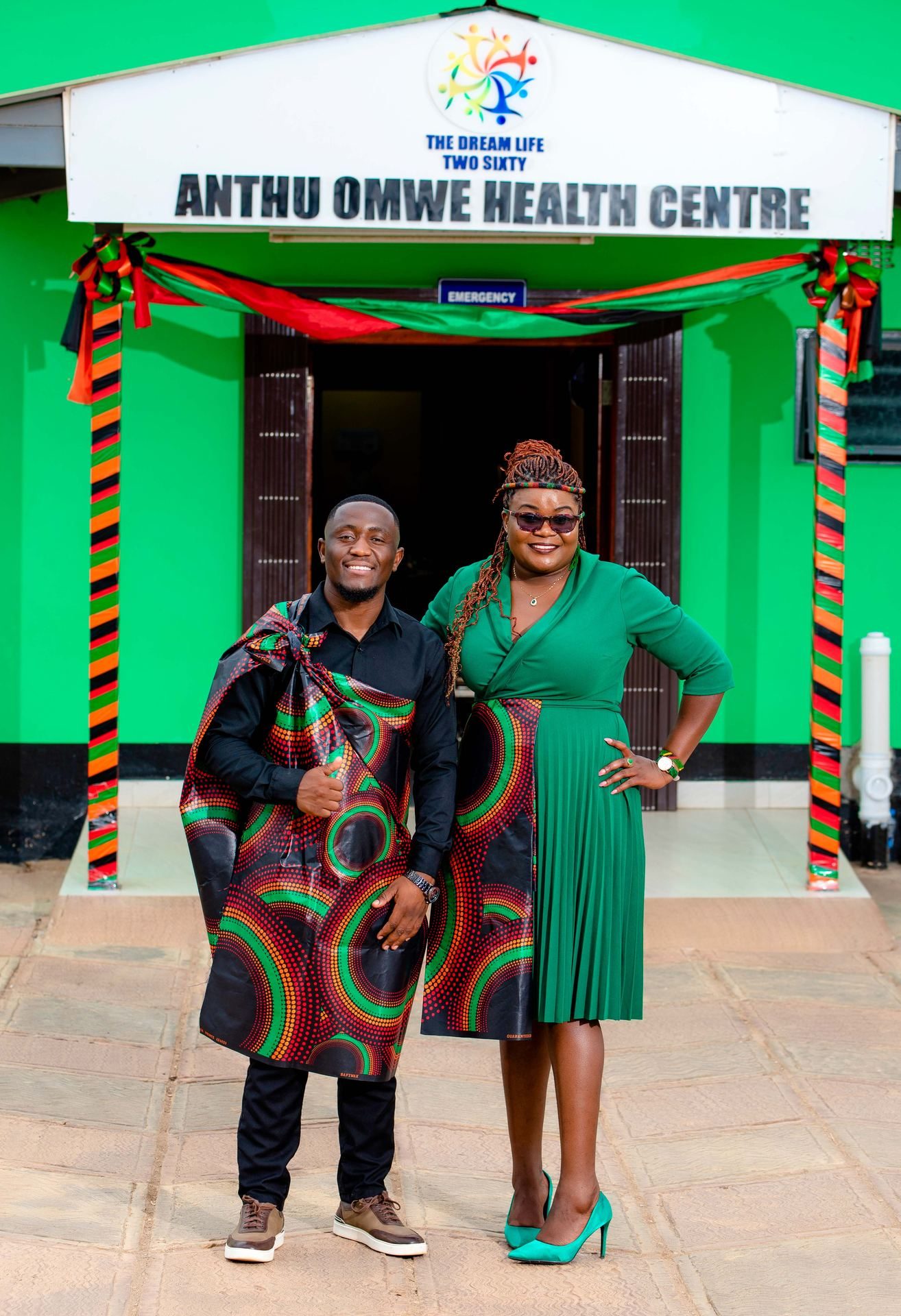 Oyate Zambia leadership at the health centre entrance