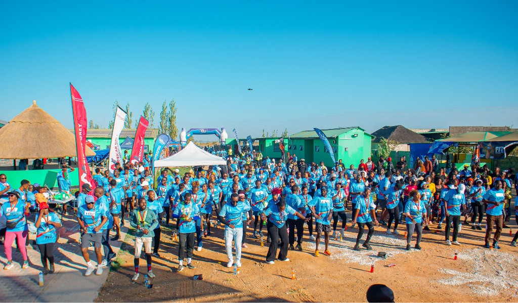 Runners at the Run for Life community health marathon in Mungule, Zambia